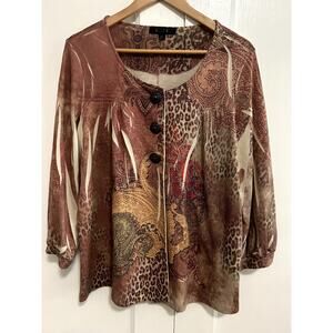 Vintage BLEU Women's XL Cardigan Beaded Unique Buttons